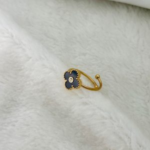 18k Gold Plated Clover Adjustable Ring