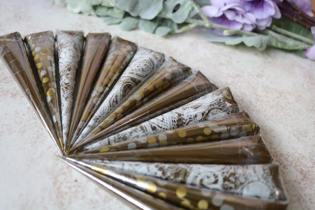 12 Dimond Organic Mehndi Cones
